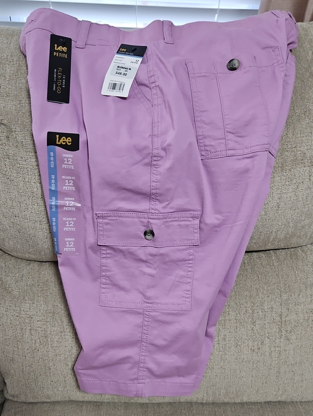 Lee Petite Cargo Capris in Lilac